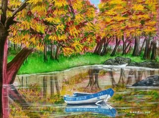 Althea E Jenkins; Autumn Pond, 2017, Original Painting Acrylic, 20 x 16 inches. Artwork description: 241 Pond...