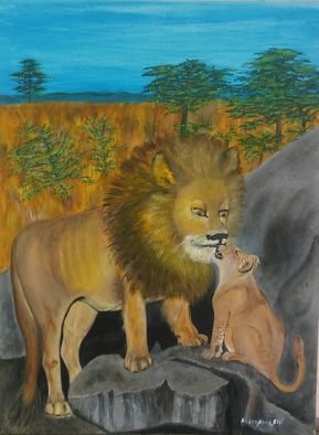 Althea E Jenkins; King And A Prince, 2017, Original Painting Acrylic, 18 x 24 inches. Artwork description: 241 Lions...