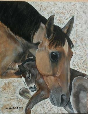Althea E Jenkins; Mare And Colt, 2017, Original Painting Acrylic, 16 x 20 inches. Artwork description: 241 Horses...