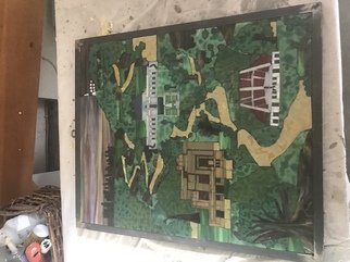Paula Fell; Griffith Park, 2020, Original Mosaic, 22 x 26 inches. Artwork description: 241 Featuring Ennis House, The Greek Theater, The Griffith Observatory and the ancient Morton fig tree on Vermont Avenue.Custom framed in a heavy unburnished metal Cost 85. ...
