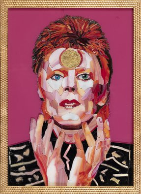 Paula Fell; Ziggy Commissions Available, 2020, Original Mosaic, 12 x 21 inches. Artwork description: 241 Inspired by SukataaEURtms amazing David Bowie photographs.Glass mosaic with gold leaf.Custom gold frame. ...