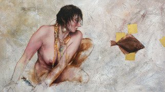 Ivo Winnubst; Nebalia Sensu Stricta, 2009, Original Painting Oil, 137 x 78 cm. Artwork description: 241  Nebalia, sensu, stricta, portrait, realistic, nude, oil, panel, new, object ...