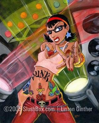 Jr Linton; Punk Girl , 2004, Original Painting Acrylic, 16 x 20 inches. Artwork description: 241 Punk Rocker! Tatt' d up and ready to % $@ ! . She is the the perfect addition to any wall. Original Acrylic on Board...