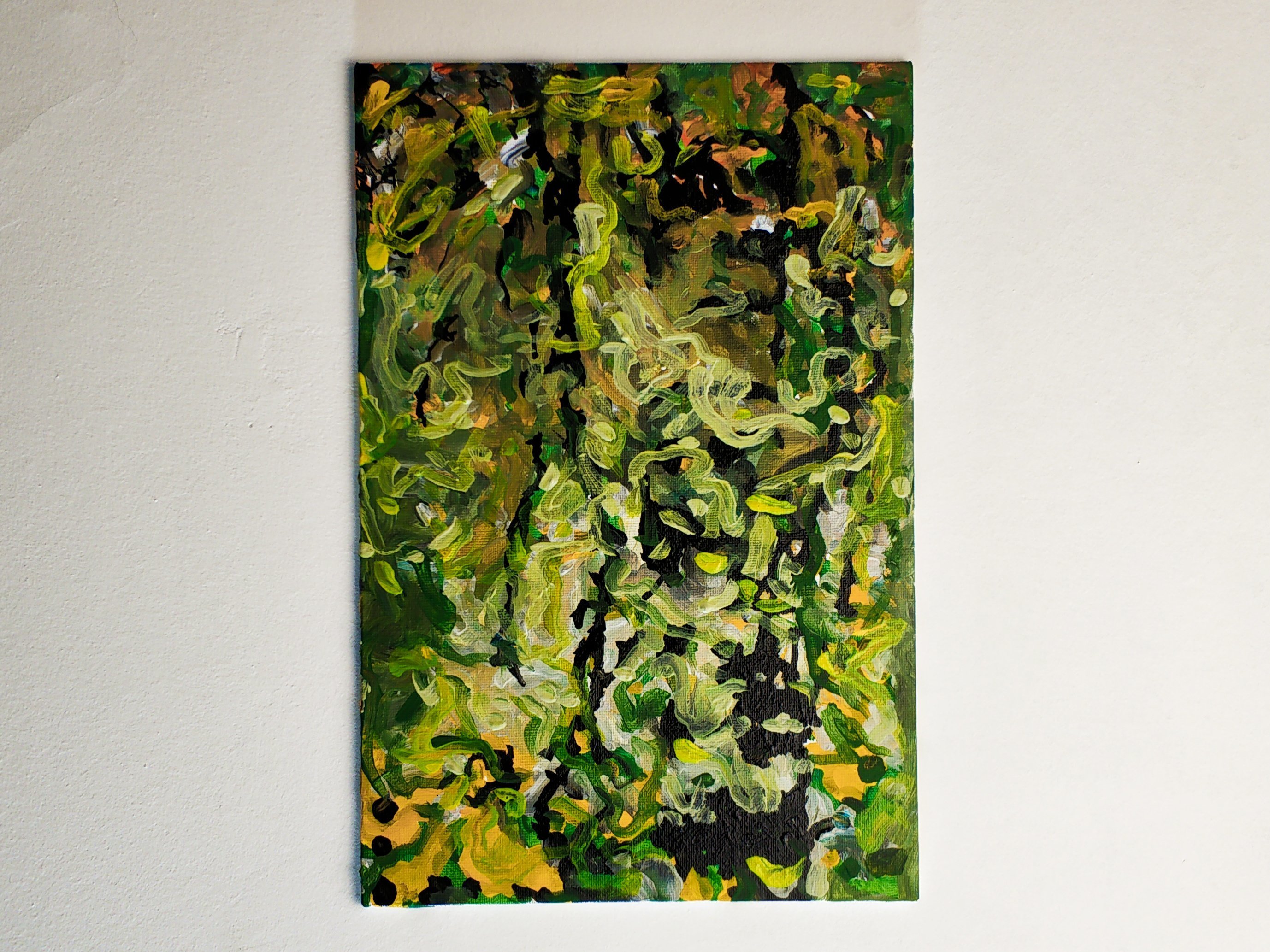 Ai Norn; Spring Fall Birch, 2020, Original Painting Acrylic, 20 x 30 cm. Artwork description: 241  Made by AI.  Streaming.  Spring- Fall birch 30. 09. 2020.  20 30 canvas on cardboard...