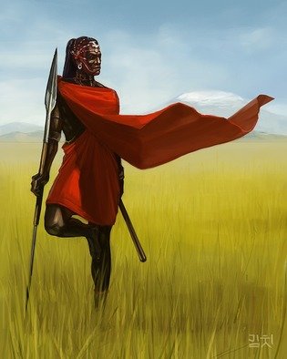 Aita Make; The Love Of A Maasai, 2017, Original Digital Art, 15.9 x 10.9 inches. 