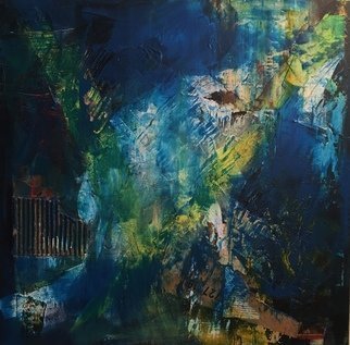 Angela Kirkner; Blue Note, 2020, Original Mixed Media, 20 x 20 inches. Artwork description: 241 Mixed media on canvas...