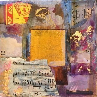 Angela Kirkner; Sounds Of Spring, 2020, Original Mixed Media, 8 x 8 inches. Artwork description: 241 Mixed media on stretched canvas. Acrylic and inks with torn paper and gold leaf. ...