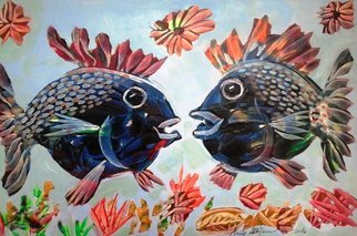 Mile Albijanic; Fish 1, 2016, Original Painting Oil, 25 x 17 cm. Artwork description: 241 fish 1...