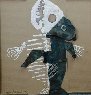 Mile Albijanic; Fish Fossil, 2015, Original Collage, 30 x 30 cm. 