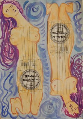 Mile Albijanic; Music Female Body, 2011, Original Watercolor, 35 x 50 cm. Artwork description: 241  music female body  watercolor. . . ...