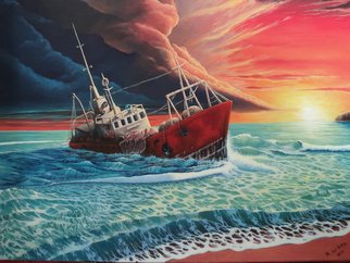 Alejandro Del Valle; After The Storm, 2013, Original Painting Acrylic, 60 x 70 cm. Artwork description: 241     lines, directions, figure, female   seascape, sea, waves, ocean, storm, sunlight, sunshine, ship, storm, clouds, sand, foam, beach     ...