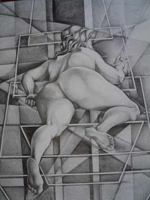 Alejandro Del Valle; Dreaming, 2013, Original Drawing Pencil, 50 x 70 cm. Artwork description: 241    lines, directions, figure, female       ...
