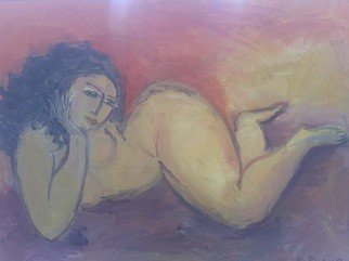 Alexandre  Rurua; The Woman On The Beach, 2020, Original Painting Oil, 71 x 52 cm. Artwork description: 241 body language...