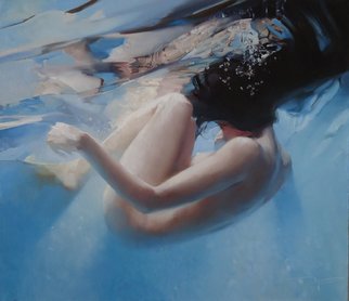 Alexey Chernigin; Return, 2011, Original Painting Oil, 80 x 70 cm. Artwork description: 241 Underwater, body, woman, water, dive...
