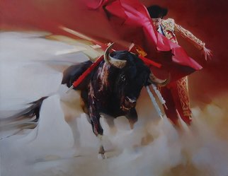 Alexey Chernigin; Last Dance, 2017, Original Painting Oil, 90 x 70 cm. Artwork description: 241 Corrida, torrero, bull, fight, one- on- one, movement, drama...