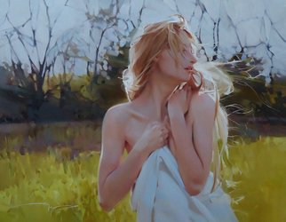Alexey Chernigin; Last Day Of Summer, 2015, Original Painting Oil, 90 x 70 cm. Artwork description: 241 Girl, summer, wind, hair, face, sun...
