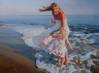 Alexey Chernigin; Salt Wind, 2012, Original Painting Oil, 80 x 60 cm. Artwork description: 241 Sea, waves, woman, girl, sun, water, beach, impressionism, dress, child...