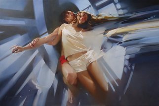 Alexey Chernigin; Time, 2017, Original Painting Oil, 150 x 100 cm. Artwork description: 241 Time, clocks, lovers, man and woman, moving, love...