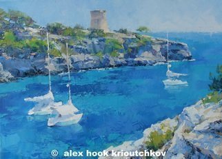Alex Hook Krioutchkov; Cala Pi III, 2016, Original Painting Oil, 146 x 97 cm. Artwork description: 241  seascape, marina, boats, ships, barcos, Mediterraneo, Mallorca, Cala Pi, ...