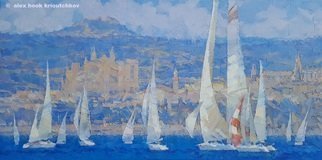 Alex Hook Krioutchkov, 'Palma De Mallorca Xx', 2020, original Painting Oil, 60 x 30  x 2 cm. Artwork description: 1758 Painting.  Oil on canvas. 60x30x2cm.  One of a kind.  Signed.  Painted borders.  No frame is required.  This work will ship flat in a sturdy, well- protected cardboard box. ...