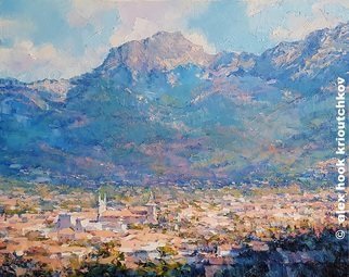 Alex Hook Krioutchkov; Soller Ii, 2018, Original Painting Oil, 146 x 97 cm. Artwork description: 241 Soller, Mallorca, pueblos, cityscape, traumontana, ...