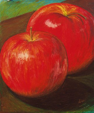 Alex Mirrington; Apples, 2008, Original Pastel Oil, 14 x 17 inches. Artwork description: 241  Apple closeup ...