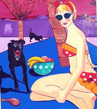 Alice Murdoch, 'Dog Days', 1999, original Painting Oil, 50 x 52  x 2 inches. Artwork description: 1911 Woman on the beach with dog...