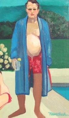 Alice Murdoch, ' Houseguest Ll', 2006, original Painting Oil, 24 x 40  x 2 inches. Artwork description: 1911 Houseguest at pool...