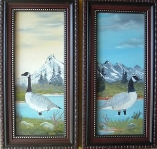 Al Johannessen; Canadian Geese Standing I..., 2010, Original Painting Oil, 5 x 12 inches. Artwork description: 241  A set of two paintings, Canadain geese standing in water    ...
