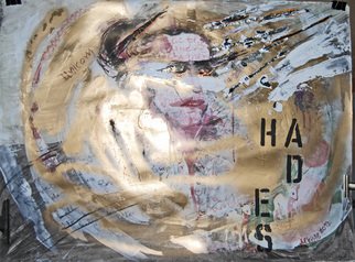 Alkistis Wechsler, 'La Folia Del Principe Di Hades', 2012, original Painting Other, 85 x 60  x 1 cm. Artwork description: 3828           ink watercolour, pigment and golden spray etc material on paper. Graffiti. part of the series Persephone falls in the underworld      ...