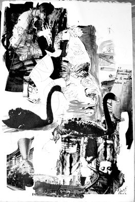 Alkistis Wechsler, 'Trains And Lakes B W ', 2015, original Mixed Media, 42 x 59  cm. Artwork description: 1758                                             Lewis Carol rocks Victor Hugo mini series in 2015 Marais Fantasy a new series in progress                                         ...