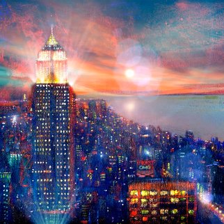 Allan Linder; Luminous Vista, 2022, Original Painting Acrylic, 12 x 12 inches. Artwork description: 241 Luminous Vista started as a hand- painted acrylic artwork of the city and then digitally painted, animated, and finally, one hundred or more multiple layers are compiled to reveal the artwork. Linder combines real- world artwork with digital compositions that fuse texture from painting on canvas with ...