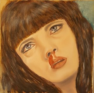 Alla Alevtina Volkova; Crime Novel Mia, 2019, Original Painting Oil, 12 x 12 inches. Artwork description: 241 Crime novel Mia Wallace Uma Thurman oil Painting Movie Q.  Tarantino.  Original Oil Painting on Canvas by Alla Volkova.  Perfect gift for any occasion.  This is an original unique textured oil painting on stretched canvas.  The painting was created using professional quality oil paints.  Original Artist Style aEUR