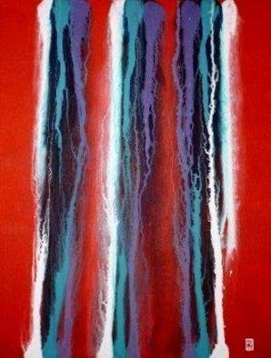Harry Bayley; Red Blue White Colour Bleed 1, 2003, Original Painting Acrylic, 16 x 12 inches. Artwork description: 241 Painted in acrylics onto a canvas panel. This painting is abstract colour expressive. ...