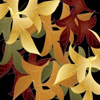 Aaron Mallery; Fall Leaves, 2020, Original Digital Art, 24 x 30 inches. Artwork description: 241 Digital illustration of large Fall leaves for print. ...