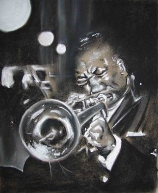 A M Bowe; Jazz Trumpet Player, 2008, Original Pastel, 8 x 8 inches. 