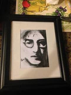 Benjamin Bauer; John Lennon, 2017, Original Drawing Charcoal, 5 x 12 inches. Artwork description: 241 John Lennon, What more can I sayan amazing musician. ...