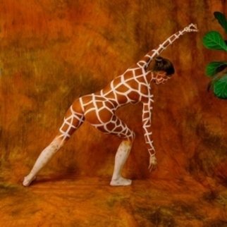 Amit Bar; Hungry Giraffe, 2008, Original Photography Color, 50 x 50 cm. Artwork description: 241  Body- painted model in the studio   ...