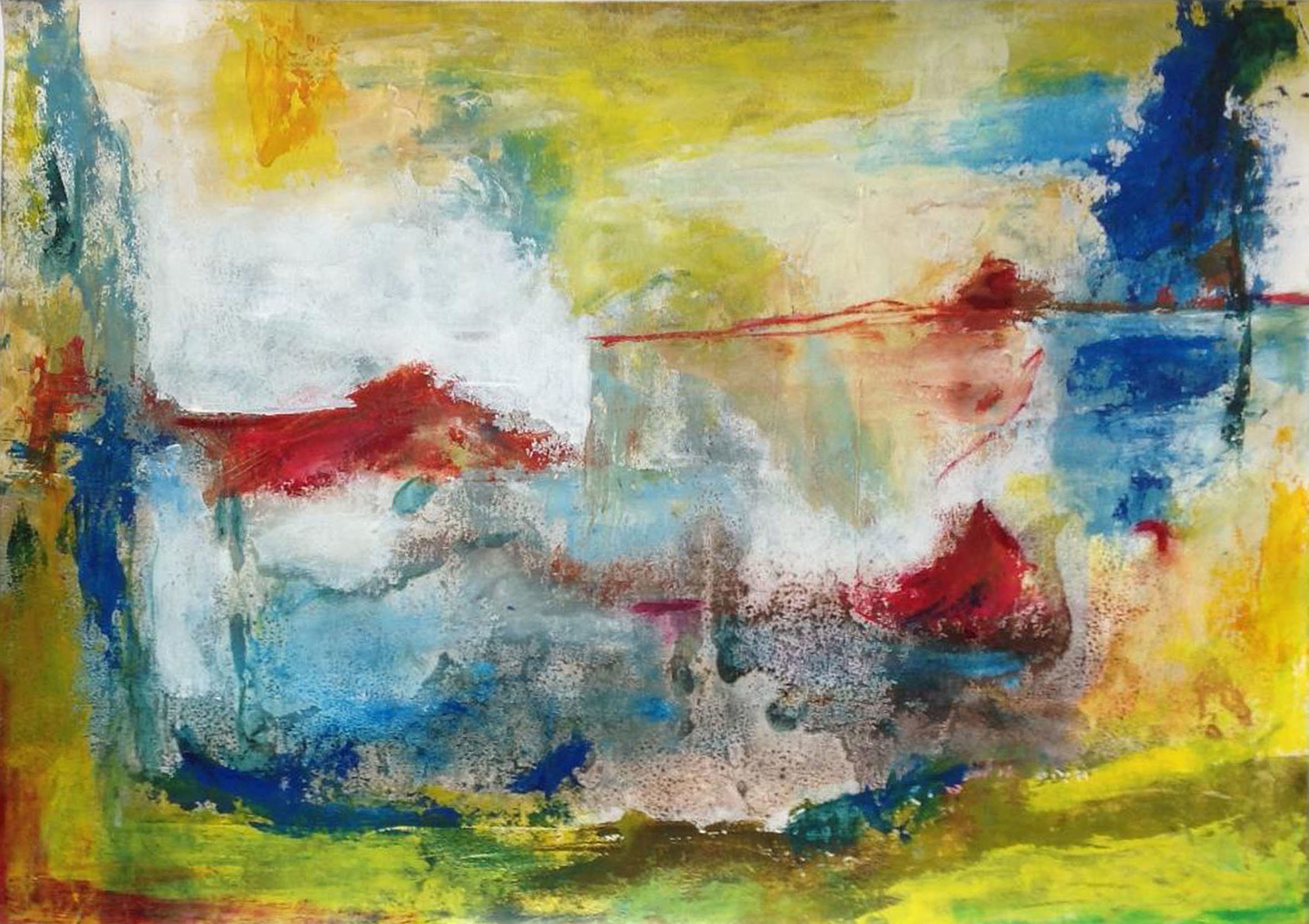 Ana Castro Feijoo; Breezes, 2019, Original Mixed Media, 70 x 50 cm. Artwork description: 241 mixed media on paper, abstract landscape with oils and inks and textures...