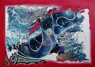 Anna Kawiak; Whale, 2019, Original Painting Acrylic, 70 x 50 cm. Artwork description: 241 the sound of the universe breath of the ocean the flow of love dissolving away the membrane Structure made of plaster...