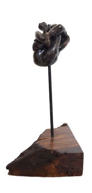Ana Paula Luna; Tangeled, 2021, Original Sculpture Ceramic, 31 x 49 cm. Artwork description: 241 Black ceramic charachter hanging in the top tageled within himself...