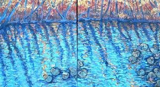 Andree Lisette Herz, 'Blue Woods', 2004, original Painting Acrylic, 48 x 24  x 2 inches. Artwork description: 2307 diptych 24x24 in canvas gallery wrapped painted on all sides...
