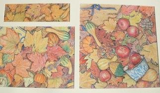 Andree Lisette Herz, 'Fall Bounty', 2003, original Drawing Pencil, 38 x 21  x 1 inches. Artwork description: 2703 Triptych in colored pencil of fall bounty...
