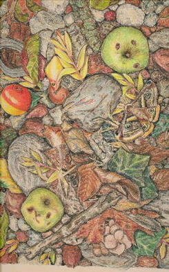 Andree Lisette Herz, 'Fall Leaves 2', 2002, original Drawing Pencil, 13 x 14  inches. Artwork description: 2703 colored pencil of forest floor...