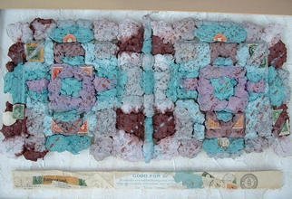 Andree Lisette Herz, 'Five Cents', 2002, original Fiber, 28 x 15  x 4 inches. Artwork description: 3099 Handmade paper with found objects stamps. ...