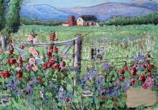 Andree Lisette Herz, 'Hollyhocks', 2003, original Collage, 30 x 20  inches. Artwork description: 1911 acrylic on canvas with collaged items...