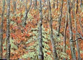 Andree Lisette Herz, 'Orange Woods', 2004, original Mixed Media, 24 x 20  x 1 inches. Artwork description: 2703 acrylic on canvas with collaged silk and paper...