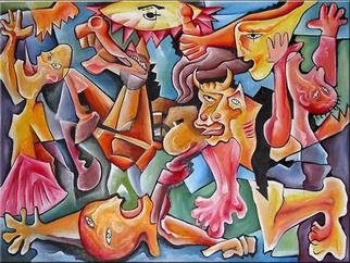 Andrei  Dobos; The Fight, 2016, Original Painting Oil, 200 x 140 cm. Artwork description: 241 The painting is a reinterpretation in my own style of the famous painting of Picasso  Guernica . It is a beautiful and nice colored painting....