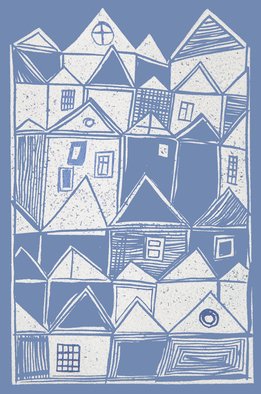 Andre Nod; City On The Hill, 2014, Original Printmaking Linoleum, 8 x 12 inches. Artwork description: 241 smile...