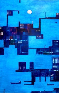 Andrew Mercer; Docklands, 2018, Original Painting Acrylic, 70 x 100 cm. Artwork description: 241 A work based on Liverpool Docks and featured in the Liverpool Art Book.  ...